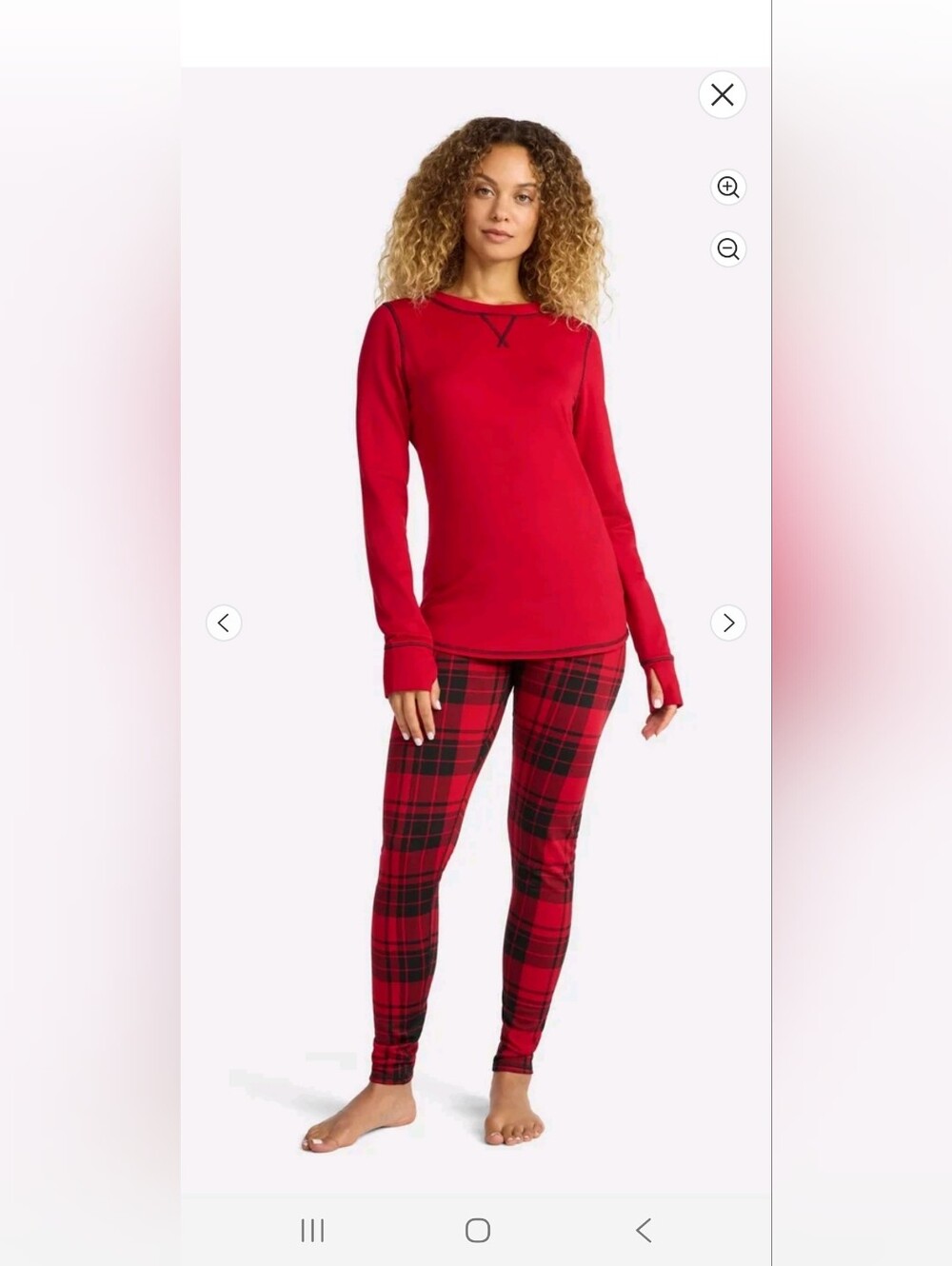 New ClimateRight by Cuddl Duds XL Top & Plaid Legging Pajama Set